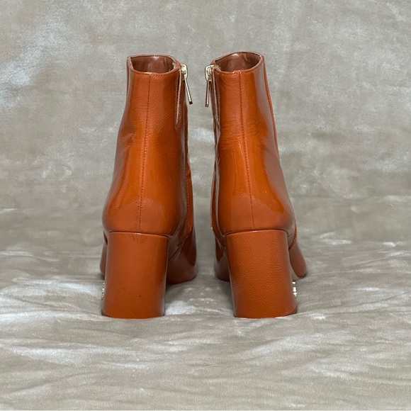 Sam Edelman Hilty Booties PatentBlock Heel Burnt Orange Texas Longhorns Sz 8.5 - Picture 4 of 16